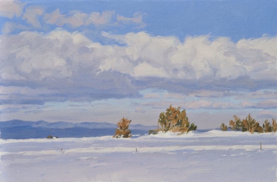 Neige au sommet du Mézenc, huile sur toile, 33 x 50 cm, 2025