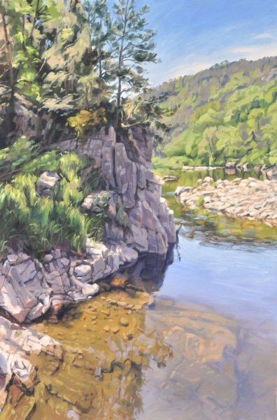Rocher sur la Loire, huile sur toile, 110 x 73 cm, 2025