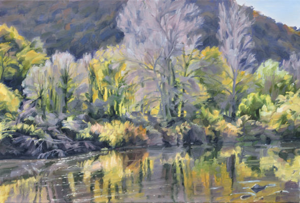 Reflets d’automne sur la Loire, huile sur toile, 50 x 73 cm, 2025
