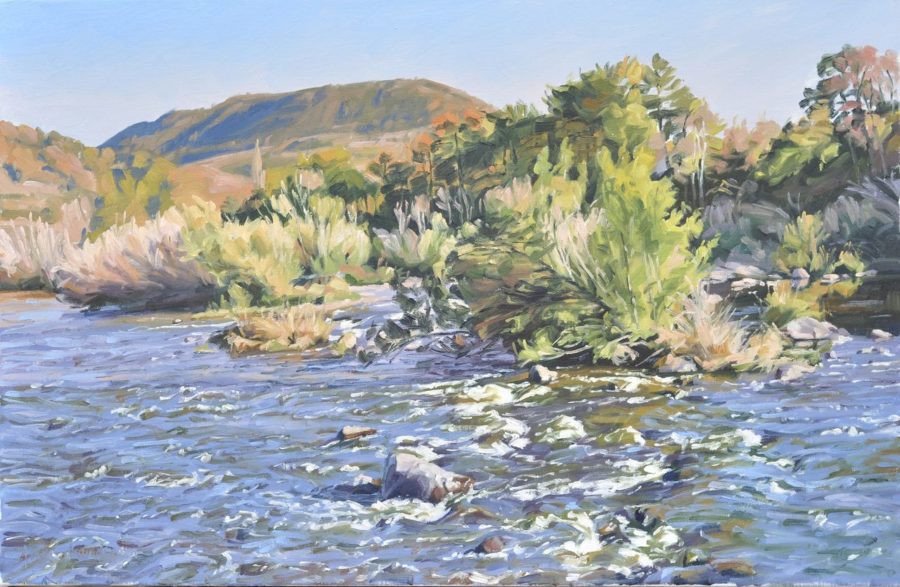 Soir d'automne sur Loire, huile sur toile, 60 x 92 cm, 2025