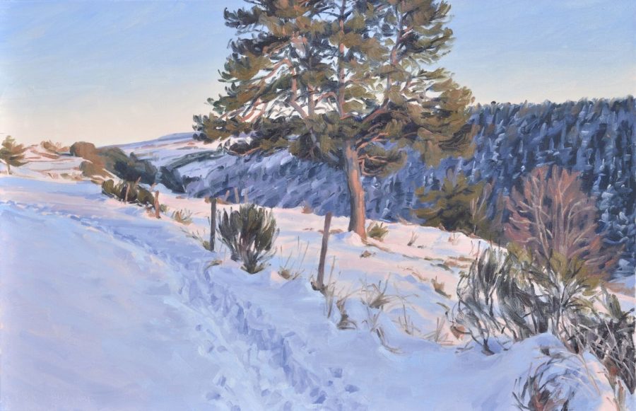 Crépuscule sur le Mézenc, huile sur toile, 90 x 92 cm, 2025