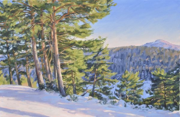 Après-midi d'hiver sur le Mézenc, huile sur toile, 60 x 92 cm, 2025