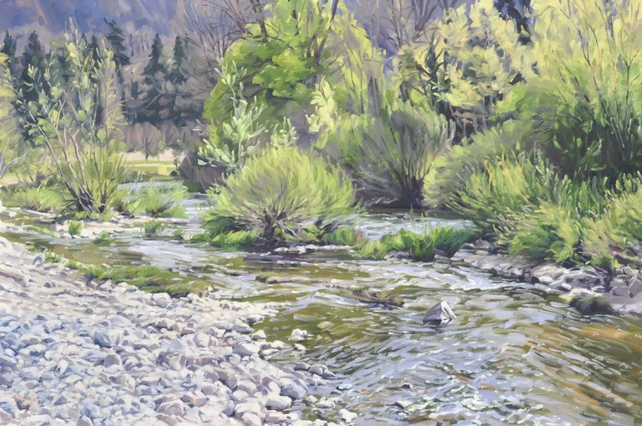 Lumière du matin sur la Loire au printemps, huile sur toile, 73 x 110cm, 2026